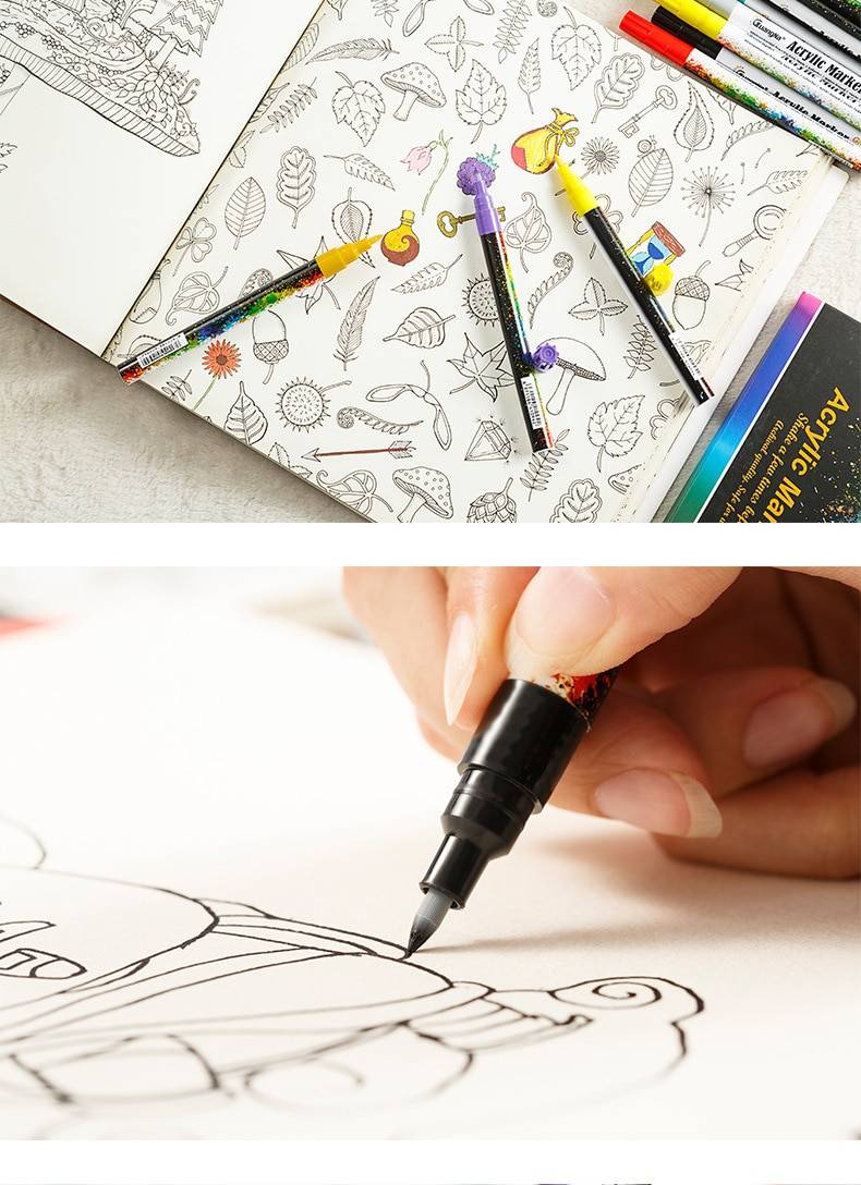 0.5MM Acrylic Drawing Graffiti Marker Pen 18 Colors Signing Pen  Ceramic Black Card Pen Color Drawing Pen School Office Supplies